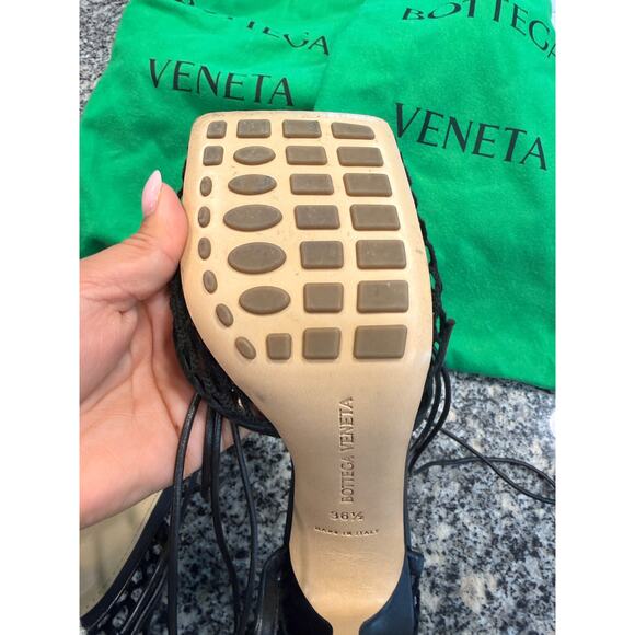 Bottega Veneta Black Stretch Mesh Square Toe Sandals 36 1/2 - Picture 10 of 16